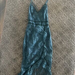 Lovers + Friends Teal Lace Wrap Maxi Dress